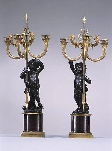Pedestals with five-light candelabra