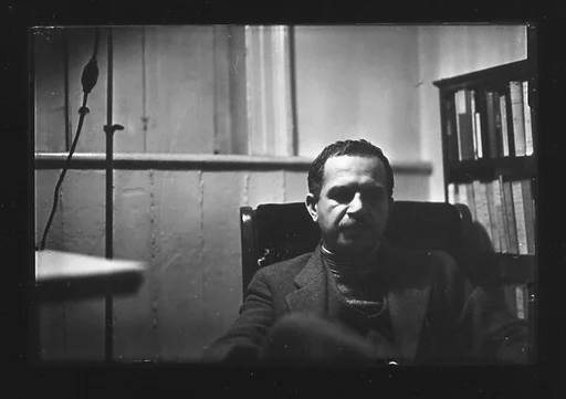 [Ben Shahn at 23 Bethune Street Apartment, New York City]