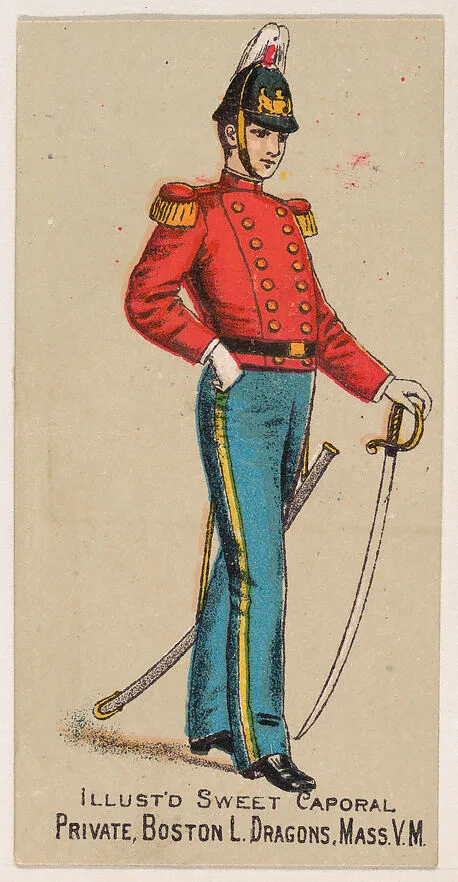 Private, Boston L. Dragons, Massachusetts, V.M., from the Military Series (N224) issued by Kinney Tobacco Company to promote Sweet Caporal Cigarettes — Kinney Brothers Tobacco Company