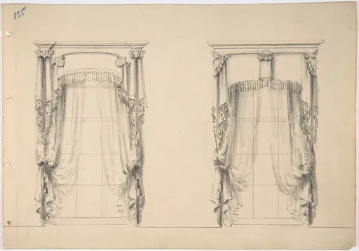Design for Fringed Curtains Hanging at Two Windows