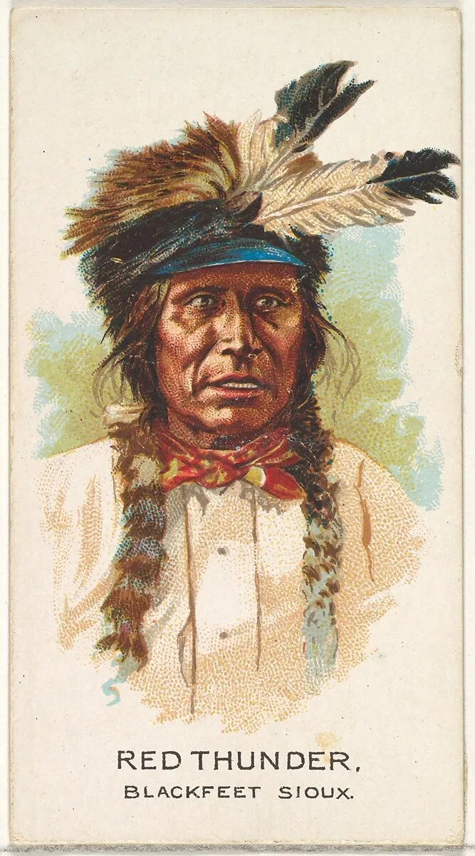 Red Thunder, Blackfeet Sioux, from the American Indian Chiefs series (N2) for Allen & Ginter Cigarettes Brands — Allen & Ginter