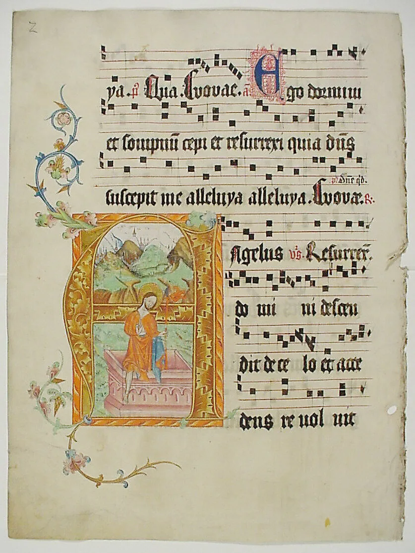 Manuscript Leaf with Initial A, from a Gradual — Unknown
