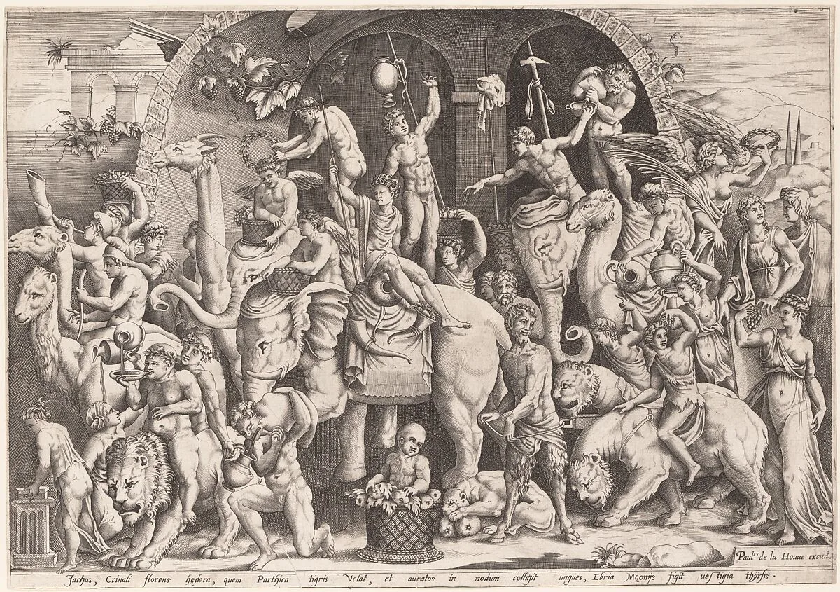 The Indian Triumph of Bacchus — Enea Vico|Paul de la Houve|Anonymous, French, 16th century