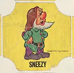 Sneezy, from the Disney Cartoon Characters bread end labels series (D290-6) — Walt Disney Productions