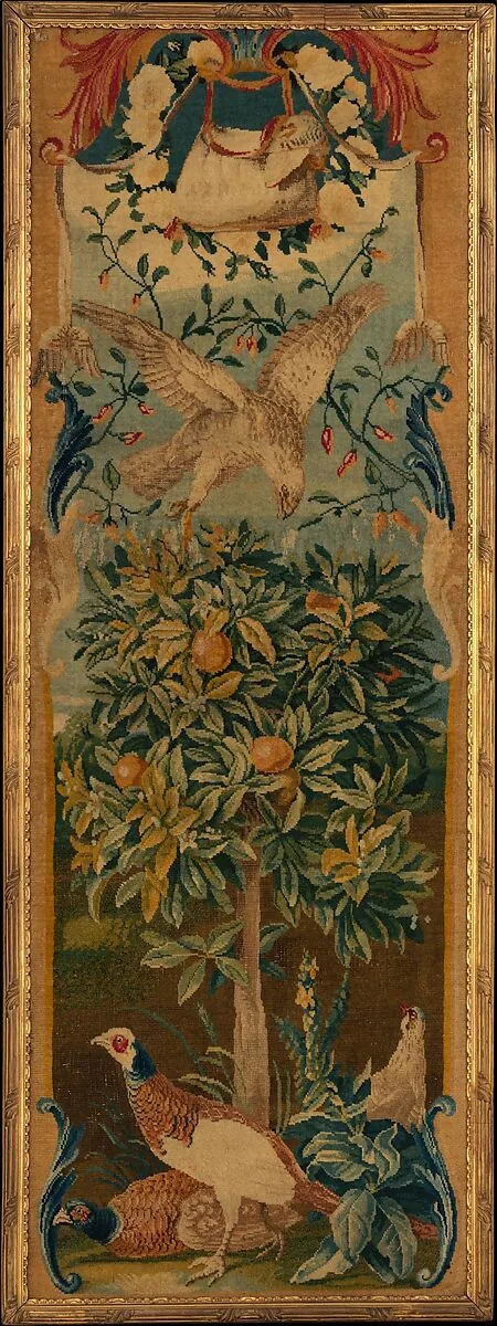 Hawk and three pheasants — Savonnerie Manufactory|Alexandre François Desportes