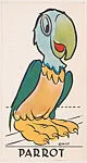 Parrot, bakery insert card from the Pinocchio Circus Performers series (D64) — Walt Disney Productions