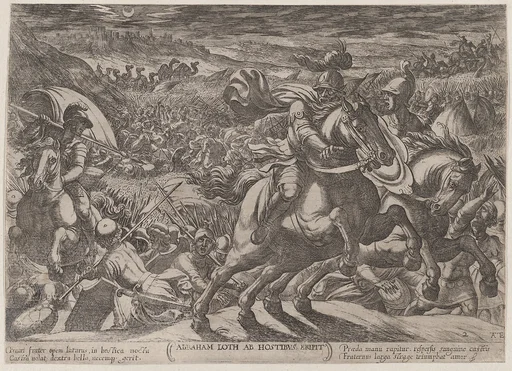 Plate 2: Abraham Liberating His Nephew Lot, from 'The Battles of the Old Testament'