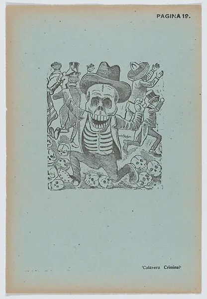 Page 19: a criminal calavera terrifying people, from '36 Grabados' (Mexico, 1943) — José Guadalupe Posada|Arsacio Vanegas Arroyo