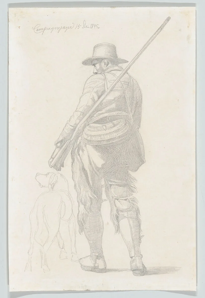 Roman Hunter with his Dog, seen from the Back — Johan Thomas Lundbye