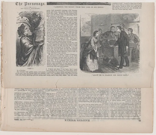 "Allow Me to Examine the Young Lady" (from "The Mistress of the Parsonage," in "Harper's Weekly")
