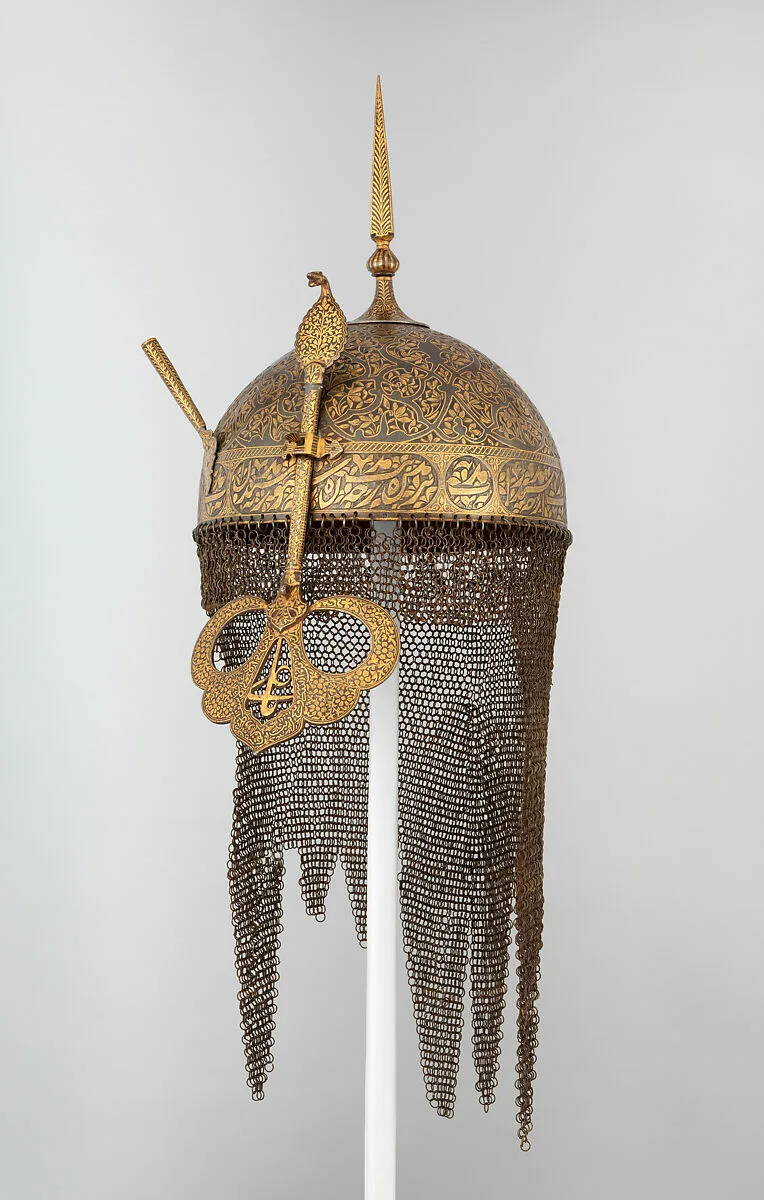 Helmet, Shield, and Arm Guard — Unknown