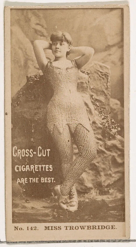 Card Number 142, Miss Trowbridge, from the Actors and Actresses series (N145-2) issued by Duke Sons & Co. to promote Cross Cut Cigarettes — W. Duke, Sons & Co.