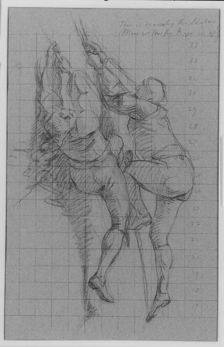 Study for "The Siege of Gibraltar": Figures Scaling Floating Battery; Cannon — John Singleton Copley