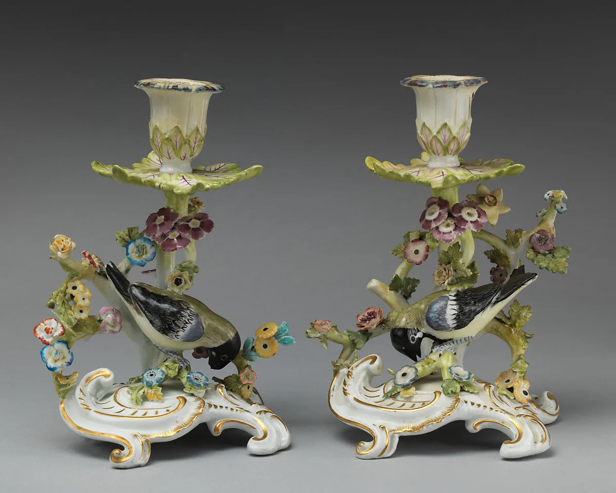 Pair of candlesticks — Chelsea Porcelain Manufactory