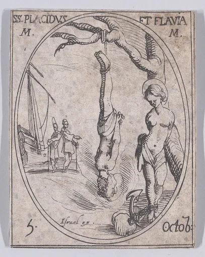 Ste. Placide et Ste. Flavie, martyres (St. Placid and St. Flavia, Martyrs), October 5th, from "Les Images De Tous Les Saincts et Saintes de L'Année" (Images of All of the Saints and Religious Events of the Year)