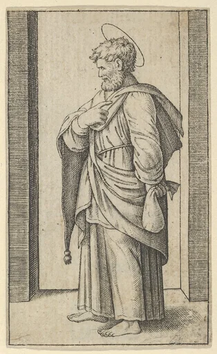 Saint Matthew, a small sack in his left hand, from "Piccoli Santi" (Small Saints)