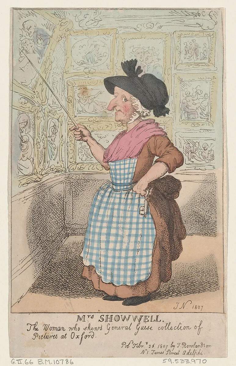 Mrs. Showell, the Woman who shows General Guise's Collection of Pictures at Oxford — Thomas Rowlandson