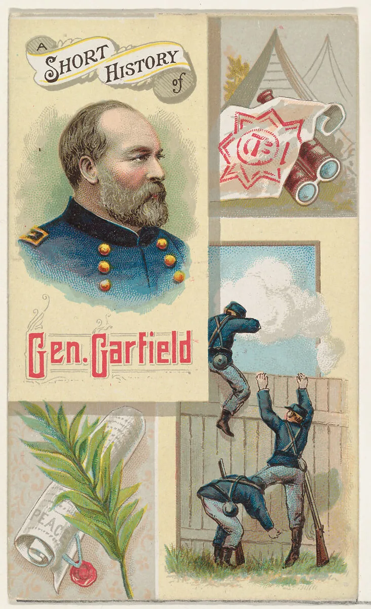 A Short History of General James Garfield, from the Histories of Generals series (N114) issued by W. Duke, Sons & Co. to promote Honest Long Cut Smoking and Chewing Tobacco — W. Duke, Sons & Co.|Knapp & Company