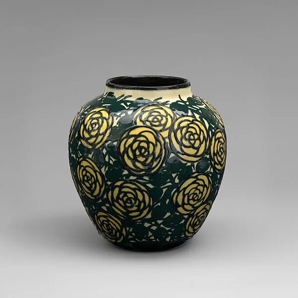 Vase with yellow roses — Tonwerke Kandern|Max Läuger