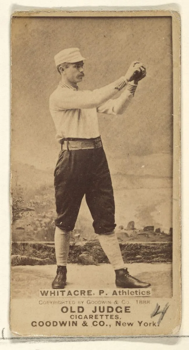 Whitacre, Pitcher, Philadelphia Athletics, from the Old Judge series (N172) for Old Judge Cigarettes — Goodwin & Company