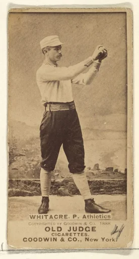 Whitacre, Pitcher, Philadelphia Athletics, from the Old Judge series (N172) for Old Judge Cigarettes