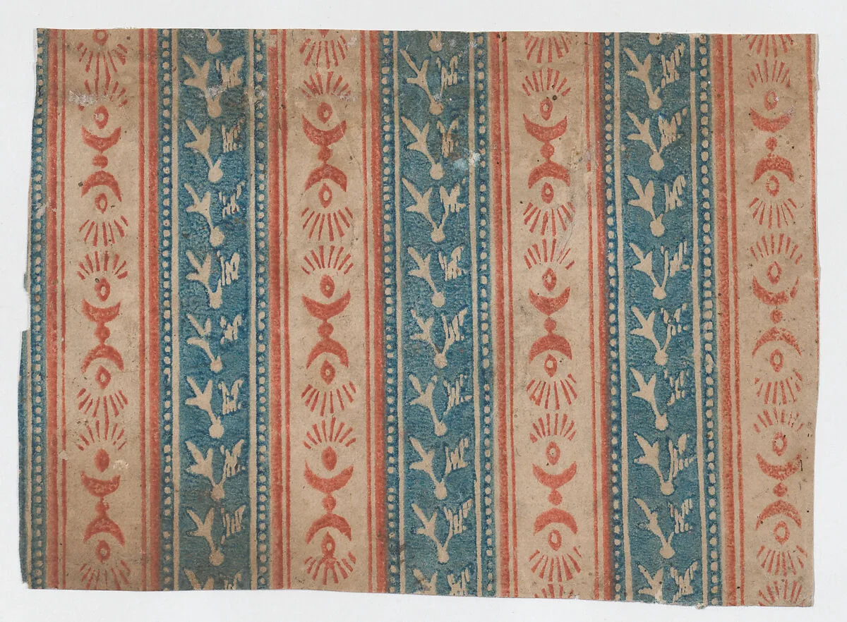 Sheet with four borders with abstract designs — Anonymous