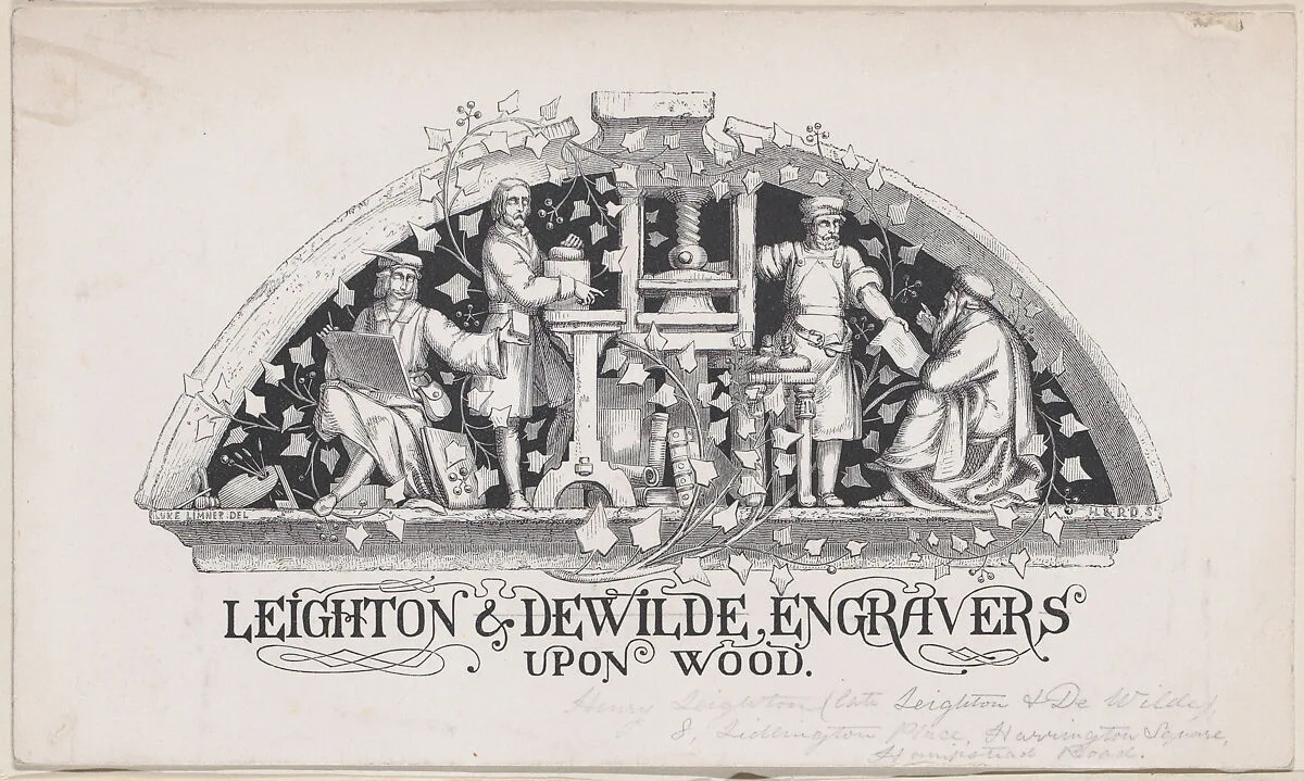 Trade Card for Leighton & DeWilde, Wood Engravers — Anonymous, British, 19th century
