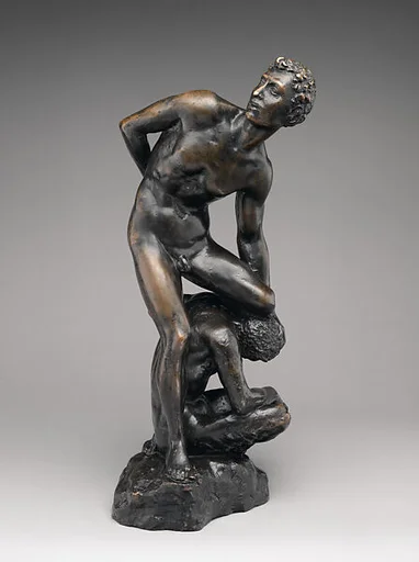 Renaissance-style statuette group of Victory of Virtue over Vice