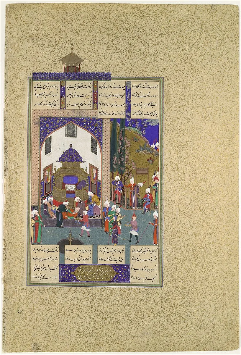 "Zahhak is Told His Fate", Folio 29v from the Shahnama (Book of Kings) of Shah Tahmasp — Sultan Muhammad|Abu'l Qasim Firdausi