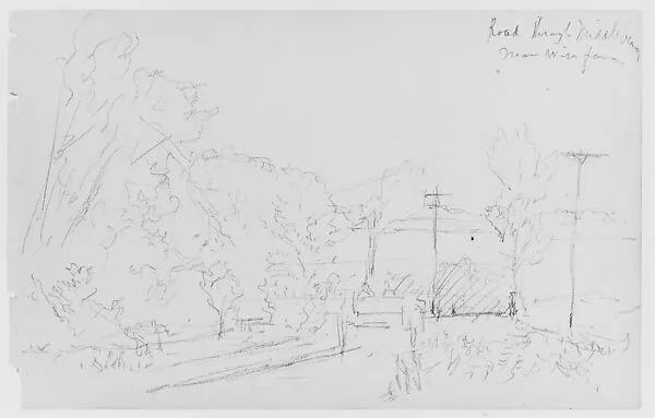 Landscape (Road Through Middle Branch/ Near Wire Farm) (from Sketchbook) — Thomas Moran