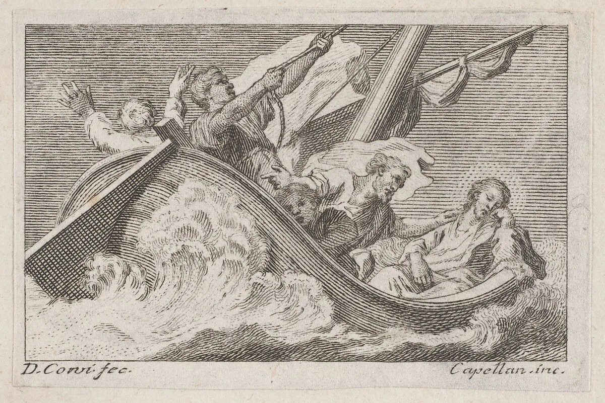 Christ on a boat with fishermen — Antonio Capellan|Domenico Corvi