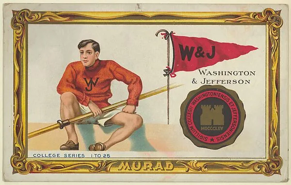 Washington and Jefferson, version two, part of the College Series cabinet cards (T6) — Murad Cigarettes