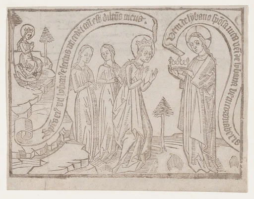 The Bridegroom Offering a Crown to the Bride from a Canticum Canticorum blockbook, 2nd edition