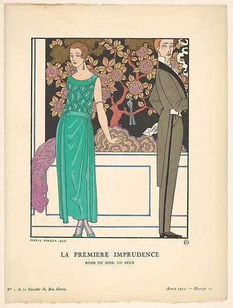 La Première Imprudence: Robe du soir, de Beer — George Barbier
