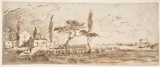 The Island of Anconetta (recto); Two Feet Wearing Pointed Shoes (verso)