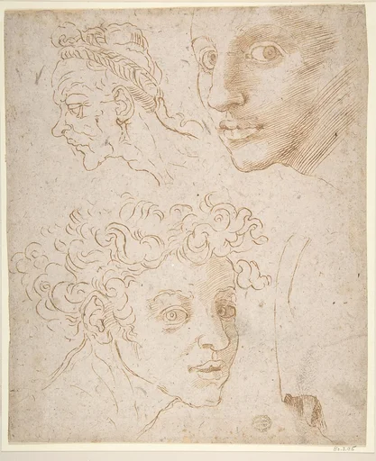 Three Heads after Michelangelo's Frescoes in the Sistine Chapel
