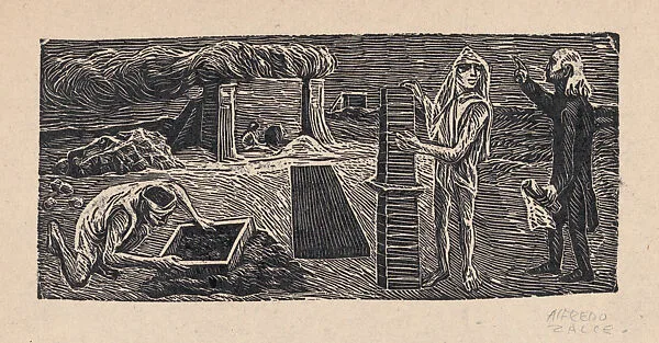 Miguel Hidalgo holding a document and speaking to workers, illustration for 'Hidalgo' — Alfredo Zalce