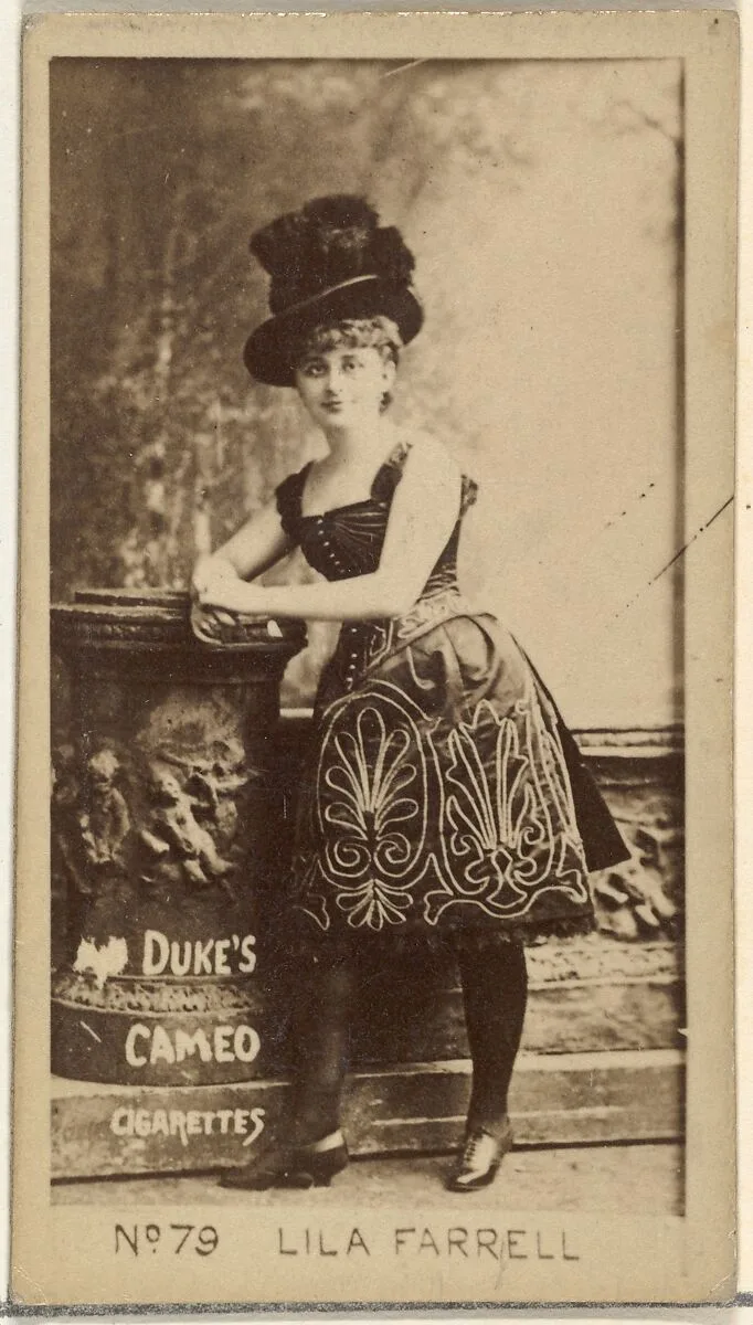 Card Number 79, Lila Farrell, from the Actors and Actresses series (N145-4) issued by Duke Sons & Co. to promote Cameo Cigarettes — W. Duke, Sons & Co.
