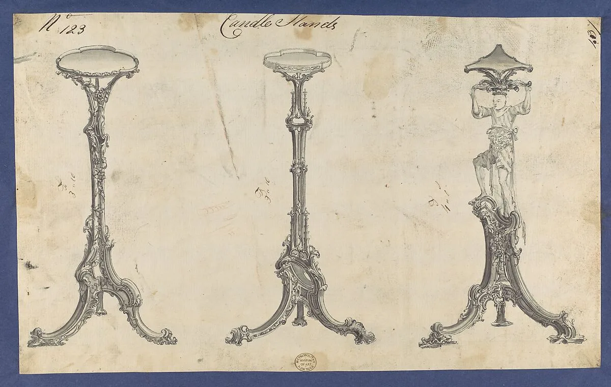 Candle Stands, in Chippendale Drawings, Vol. I — Thomas Chippendale