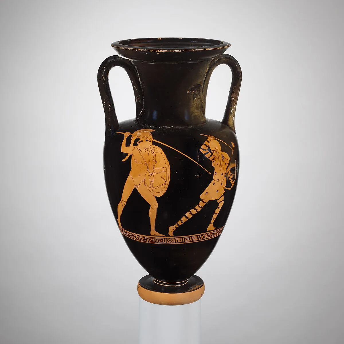 Terracotta Nolan neck-amphora (jar) — Dwarf Painter