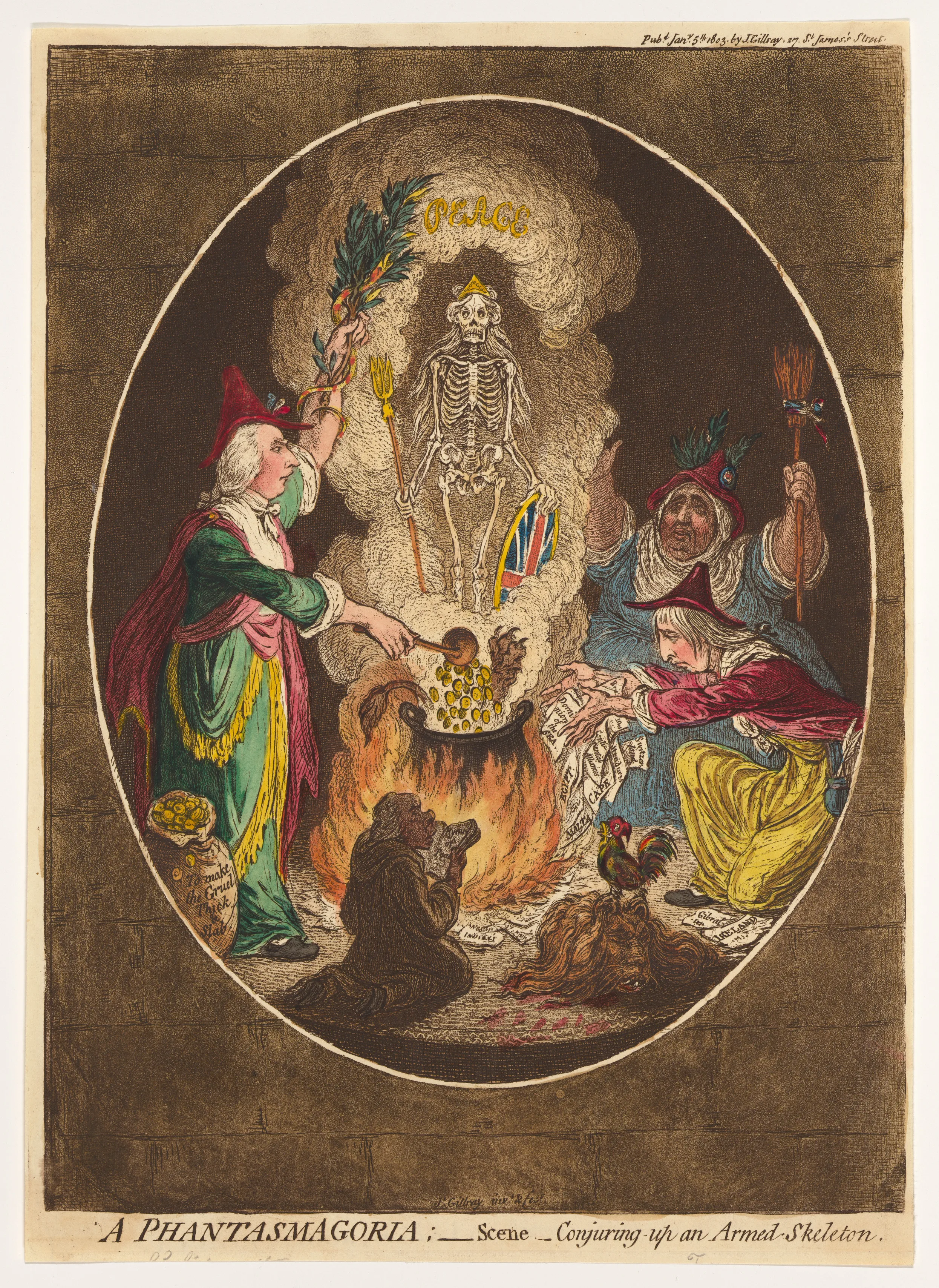 A Phantasmagoria; — Scene – Conjuring-Up an Armed-Skeleton — James Gillray|James Gillray