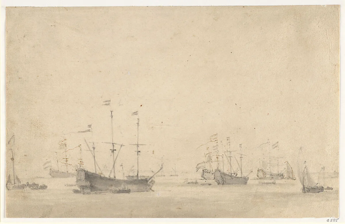 A Dutch Fleet Lying at Anchor — Willem van de Velde II