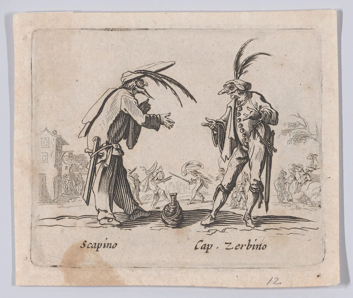 Copy of Scapino and Capitano Zerbino, from "Balli di Sfessania" (Dance of Sfessania) — Jacques Callot