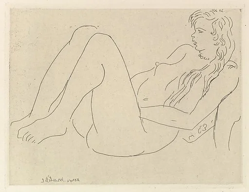 Nude with a Necklace and Long Hair