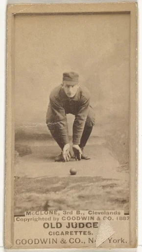 John T. McGlone, 3rd Base, Cleveland, from the Old Judge series (N172) for Old Judge Cigarettes