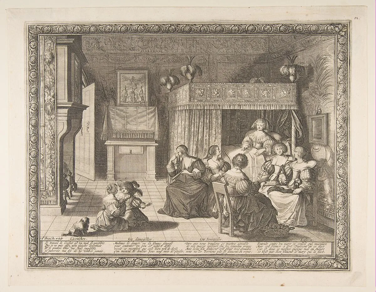 Visit to the New Mother — Abraham Bosse|Melchior Tavernier