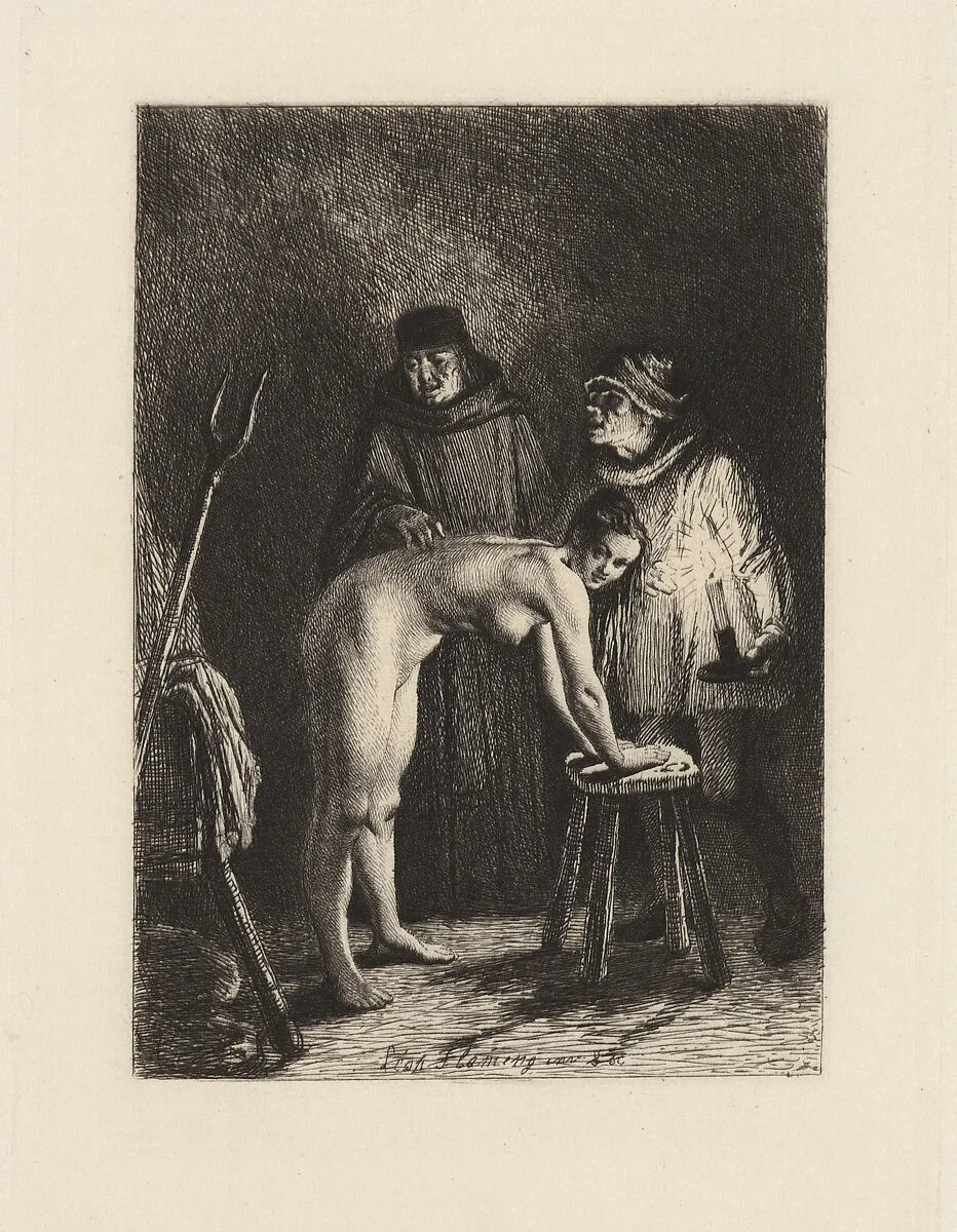 La Jument du Compere Pierre, plate 9 from "The Decameron" — Léopold Flameng|Giovanni Boccaccio