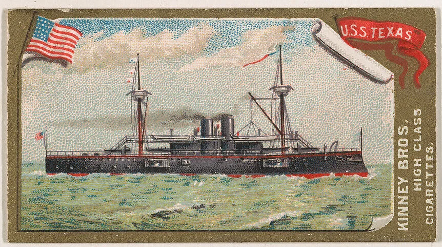 U.S.S. Texas, from the Naval Vessels of the World series (N226) issued by Kinney Bros. — Kinney Brothers Tobacco Company