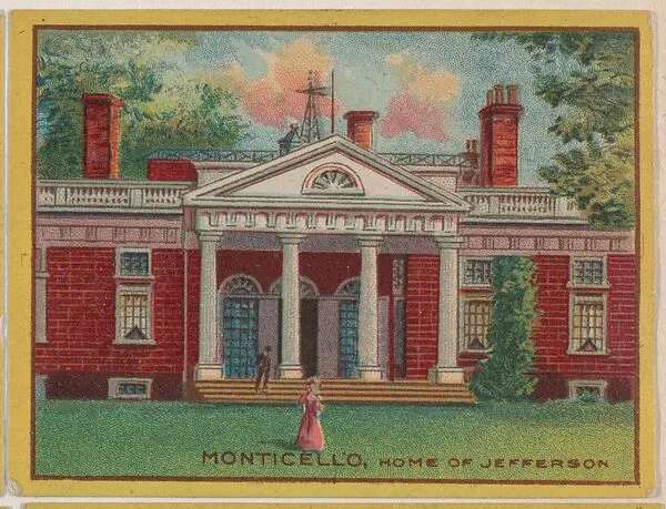 Monticello, Home of Jefferson, collector card from the Famous Buildings series (D30), issued by the Weber Baking Company — Weber Baking Company
