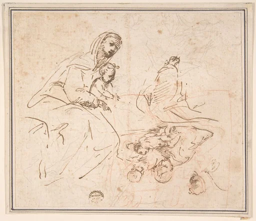Two Studies for the Madonna and Child (recto); Flagellation (verso)